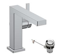 hansgrohe Tecturis E - Rubinetto per Lavabo con Scarico a Tirante, Risparmio Energetico (CoolStart), Miscelatore Lavabo Risparmio Idrico (EcoSmart) con Altezza Bocca 110 mm, Cromo