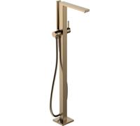 hansgrohe Tecturis E - Rubinetto per vasca da bagno a pavimento per 2 utenze, con soffione (2 getti) e tubo doccia da 1,25 m, Miscelatore monocomando per vasca, bronzo spazzolato, 73445140
