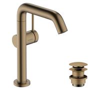 hansgrohe Tecturis S robinetterie de lavabo 210 Fine CoolStart, avec bec pivotant et vidage Push-Open, EcoSmart, 73360140, 73360140, Colorazione: Bronzo spazzolato