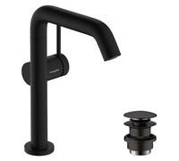hansgrohe Tecturis S robinetterie de lavabo 210 Fine CoolStart, avec bec pivotant et vidage Push-Open, EcoSmart, 73360670, 73360670, Colorazione: nero opaco