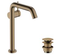 hansgrohe Tecturis S robinetterie de lavabo 240 Fine CoolStart, pour lavabos à poser avec vidage Push-Open, EcoSmart, 73370140, 73370140, Colorazione: Bronzo spazzolato