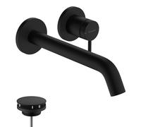 hansgrohe Tecturis S robinetterie de lavabo monocommande encastrée pour montage mural, EcoSmart+, portée 225mm, 73351670, 73351670, Colorazione: nero opaco