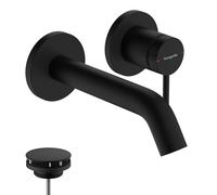 hansgrohe Tecturis S : robinetterie de lavabo monocommande, modèle encastré pour montage mural, EcoSmart+, portée 165 mm, 73350670, 73350670, Colorazione: nero opaco