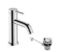 hansgrohe Tecturis S - Rubinetto per lavabo con scarico a tirante, risparmio energetico (CoolStart), Miscelatore lavabo risparmio idrico (EcoSmart) con altezza bocca 80 mm, cromo, 73302000