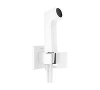 hansgrohe Bidette Douchette à main 1jet E EcoSmart pour eau froide, avec support de douche et flexibles de douche, design anguleux, 29231700, 29231700, Colorazione: Bianco opaco