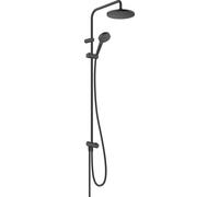 hansgrohe Vernis Blend - Colonna Doccia a Risparmio Idrico (Ecosmart) Senza Miscelatore, Sistema Doccia a Pioggia (⌀ 205 Mm), Doccetta (2 Getti), Tubo, Asta e Soffione Doccia Tondo, Nero Opaco