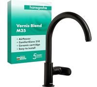 hansgrohe Vernis Blend M35 - Rubinetto da cucina (1 getto), Miscelatore cucina con altezza bocca 210 mm, Rubinetto monocomando con bocca girevole, nero opaco, 71870670