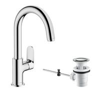 hansgrohe Vernis Blend Mitigeur monocommandé pour lavabo avec bec pivotant et vidage à tirette Chrome, saillie 166 mm, 71554000, 71554000