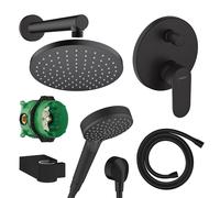 hansgrohe Vernis Blend sistema doccia da incasso, miscelatore monocomando, 01800180+Set3, Vernis Blend; iBox; Isiflex; Porter E; Fixfit E nero opaco [Rubinetteria Bagno > Sistemi Doccia da Incasso]