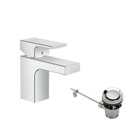 hansgrohe Vernis Shape Mitigeur monocommandé pour lavabo 70 avec vidage à tirette, chrome, saillie 89mm, 71566000, 71566000