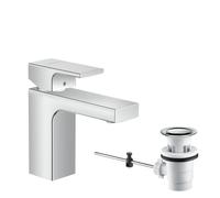 hansgrohe Vernis Shape - Rubinetto per lavabo con scarico a tirante, Miscelatore lavabo risparmio idrico (EcoSmart) con altezza bocca 95 mm, cromo, 71561000