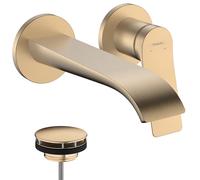 hansgrohe Vivenis Mitigeur monocommandé pour lavabo encastré pour montage mural avec bec 19,5 cm, 75050140, 75050140, Colorazione: Bronzo spazzolato