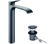 hansgrohe Vivenis, robinetterie de lavabo 250 CoolStart pour lavabos à poser avec vidage à tirette, 75044340, 75044340, Colorazione: Cromo nero spazzolato