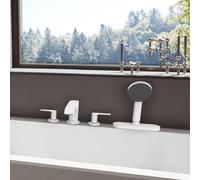 Hansgrohe Vivenis, miscelatore da bordo vasca a 4 fori con portagomma (sBox), 75444, Colorazione: bianco opaco - 75444700