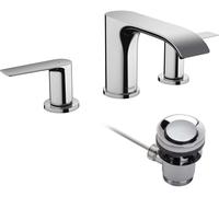 hansgrohe Vivenis, rubinetto lavabo a 3 fori 90 con set di scarico tiranti,