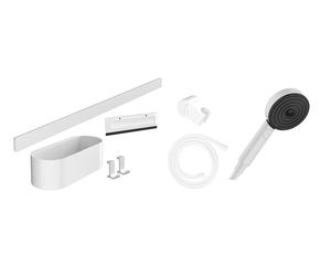 hansgrohe WallStoris Bundle set complet Pomme de douche 105 3 jets Activation économe en eau, barre de douche 70 cm et set daccessoires, 24291700, 24291700, Colorazione: bianco opaco