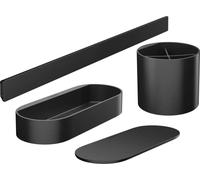 hansgrohe WallStoris - Set da bagno, set di accessori bagno senza forare, 4 pezzi, barra a parete, cestino portaoggetti con coperchio, porta spazzolini bagno, accessori bagno, nero opaco, 27968670