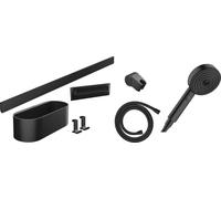 hansgrohe WallStoris Bundle set complet Pomme de douche 105 3 jets Activation économe en eau, barre de douche 70 cm et set daccessoires, 24291670, 24291670, Colorazione: Nero opaco