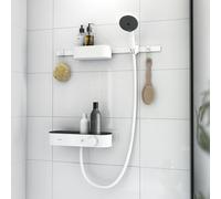 Set Doccia Hansgrohe WallStoris termostatico, EcoSmart, con ripiano per doccia 105mm Bianco Opaco