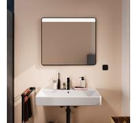Hansgrohe Xarita Lite Q specchio, illuminazione LED orizzontale, 800x30x700mm, interruttore a parete, 54958, Colorazione: nero opaco