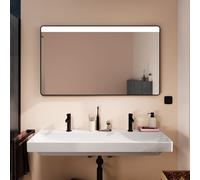 Hansgrohe Xarita Lite Q specchio, illuminazione LED orizzontale, 1200x30x700mm, interruttore a parete, 54960, Colorazione: nero opaco