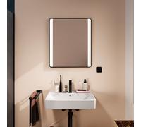 Hansgrohe Xarita Lite Q specchio, illuminazione LED laterale, 600x30x700mm, interruttore a parete, 54962, Colorazione: nero opaco