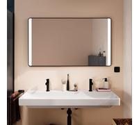 Hansgrohe Xarita Lite Q specchio, illuminazione LED laterale, 1200x30x700mm, interruttore a parete, 54965, Colorazione: nero opaco