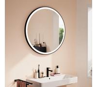 Specchio Hansgrohe Xarita Lite S, illuminazione LED rotonda, 900x30x900mm, sensore IR, riscaldamento specchio, 54980, Colorazione: nero opaco