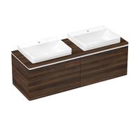 hansgrohe Xelu Q console con 2 aperture, 1560x550, per lavabo da appoggio 600x480mm, lucido, 54112, Colorazione: Noce Scuro