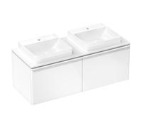 hansgrohe Xelu Q Meuble sous-lavabo, 1360x550, 2 tiroirs, pour console avec vasque à poser, poli, 54066700, 54066700, Colorazione: Mobili bianco lucido/maniglia bianco opaco