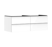 hansgrohe Xelu Q Meuble sous-lavabo, 1360x550, 4 tiroirs, pour vasques à poser, sans découpe de siphon, 54086000, 54086000, Colorazione: Mobili bianco lucido / Maniglia cromata