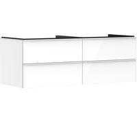 hansgrohe Xelu Q Meuble sous-lavabo, 1360x550, 4 tiroirs, pour vasques à poser, sans découpe de siphon, 54086700, 54086700, Colorazione: Mobili bianco lucido/maniglia bianco opaco