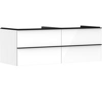 hansgrohe Xelu Q Meuble sous-lavabo, 1360x550, 4 tiroirs, pour vasques à poser, sans découpe de siphon, 54086670, 54086670, Colorazione: Mobili bianco lucido/maniglia nero opaco
