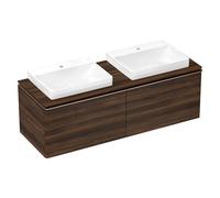 hansgrohe Xelu Q Meuble sous-lavabo, 1560x550, 2 tiroirs, pour console avec vasque à poser, poli, 54073000, 54073000, Colorazione: Mobili Noce scuro/maniglia Cromo