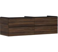 hansgrohe Xelu Q Meuble sous-lavabo, 1560x550, 4 tiroirs, pour vasques à poser, sans découpe de siphon, 54093670, 54093670, Colorazione: Mobili Noce scuro/maniglia nera opaca