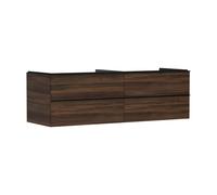 hansgrohe Xelu Q Meuble sous-lavabo, 1560x550, 4 tiroirs, pour vasques à poser, sans découpe de siphon, 54093670, 54093670, Colorazione: Mobili Noce scuro/maniglia nera opaca