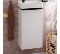hansgrohe Xelu Q Meuble sous-lavabo, 340x245 pour lave-mains, 1 porte, charnières à gauche, 54011670, 54011670, Colorazione: Mobili bianco lucido/maniglia nero opaco