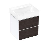 hansgrohe Xevolos E Armoire sous lavabo, 2 tiroirs, SoftClose, 580x475x555mm, pour lavabo, 54175730, 54175730, Colorazione: Carcassa bianca opaca, frontale in rovere scuro
