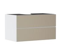 hansgrohe Xevolos E Meuble sous-lavabo, 2 tiroirs, 1 découpe au centre, 980x550x555mm, pour plan de toilette à poser, 54190390, 54190390, Colorazione: Corpo bianco opaco, frontale con texture bronzo