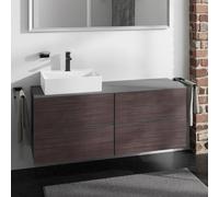 hansgrohe Xevolos E Meuble sous-lavabo, 4 tiroirs, 1 découpe à gauche, 1370x550x555mm, pour console avec vasque à poser à gauche, 54238730, 54238730, Colorazione: Carcassa grigio ardesia opaco, fronta