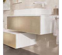 hansgrohe Xevolos E meuble sous lavabo, 1 tiroir, 1 découpe au centre, 980x550x275mm, pour console avec vasque à poser, 54313390, 54313390, Colorazione: Corpo bianco opaco, frontale con texture bronzo