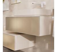 hansgrohe Xevolos E meuble sous lavabo, 1 tiroir, 1 découpe au centre, 980x550x275mm, pour console avec vasque à poser, 54314390, 54314390, Colorazione: Cassa beige sabbia opaco, frontale bronzo testu