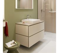 hansgrohe Xilesa E meuble sous-lavabo, 2 tiroirs PushOpen, pour plan de toilette découpe au centre, 980x550x620mm, 54302780, 54302780, Colorazione: Beige sabbia opaco