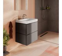 hansgrohe Xilesa E Meuble sous-lavabo pour lavabos, 2 tiroirs PushOpen, 580x470x620mm, 54293760, 54293760, Colorazione: Grigio ardesia opaco