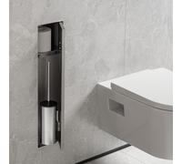 hansgrohe XtraStoris Rock portascopino, con ripiano, porta piastrellabile, senza cornice, 145x140x595mm, 56060, Colorazione: acciaio inossidabile spazzolato