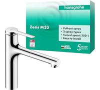 hansgrohe Zesis Mitigeur de cuisine, ComfortZone 160, douchette extractible 2 jets, saillie 231 mm, 74801000, 74801000, Colorazione: cromo