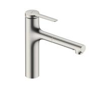 hansgrohe Zesis Mitigeur Cuisine ComfortZone 160, douchette extractible, 2 jets, flexible box (sBox) Bettee, saillie 231 mm, 74804800, 74804800, Colorazione: Finitura in acciaio inox