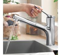 hansgrohe Zesis Mitigeur Cuisine ComfortZone 150, douchette extractible, 2 jets, flexible box (sBox) Bettee, saillie 219 mm, 74803000, 74803000, Colorazione: cromo
