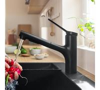 hansgrohe Zesis M33 rubinetto da cucina, con sBox lite, orientabile, estraibile, 74803670, Zesis M33 nero opaco [Rubinetteria da Cucina > Rubinetti da Cucina]