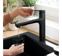 hansgrohe Zesis Mitigeur Cuisine ComfortZone 160, douchette extractible, 2 jets, flexible box (sBox) Bettee, saillie 231 mm, 74804670, 74804670, Colorazione: Nero opaco